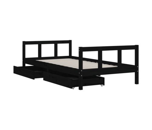 Estructura de cama infantil con cajones madera negro 90x190 cm