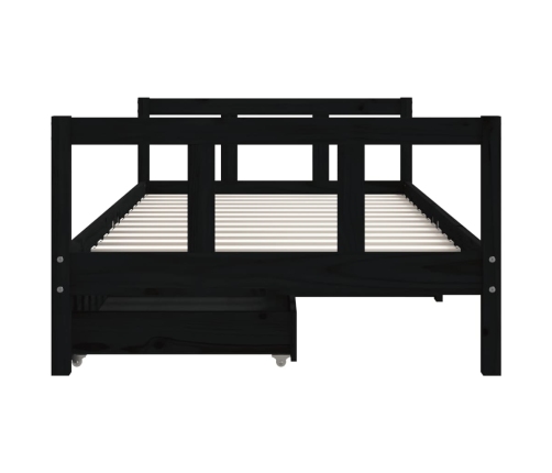 Estructura de cama infantil con cajones madera negro 90x190 cm