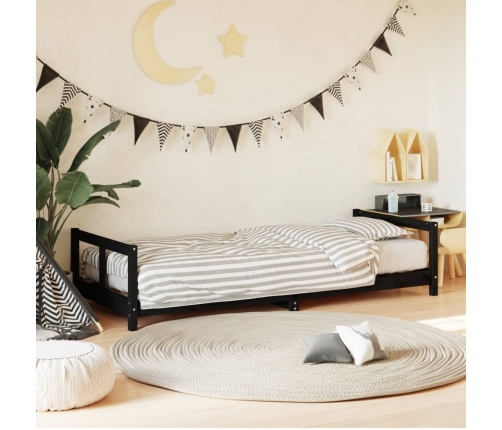 Estructura de cama para niños madera de pino negro 80x200 cm