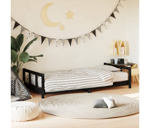 Estructura de cama para niños madera de pino negro 90x200 cm