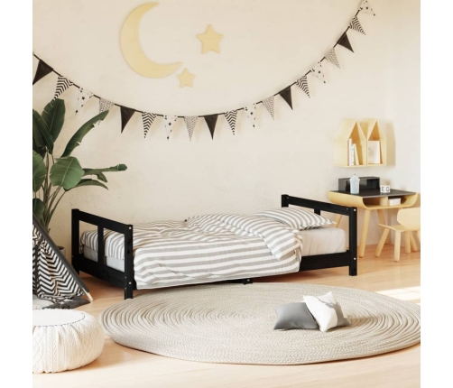 Estructura de cama para niños madera de pino negro 80x160 cm