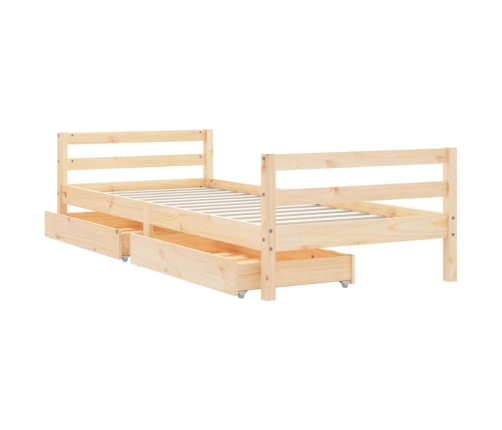 Estructura de cama para niños con cajones madera pino 80x200 cm