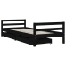 Estructura de cama niños con cajones madera pino negro 80x200cm