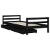 Estructura de cama niños con cajones madera pino negro 80x200cm