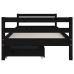 Estructura de cama niños con cajones madera pino negro 80x200cm