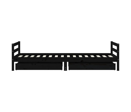 Estructura de cama niños con cajones madera pino negro 80x200cm