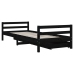 Estructura de cama niños con cajones madera pino negro 80x200cm