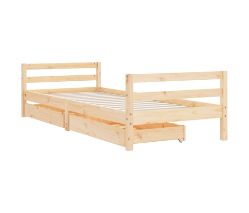 Estructura de cama para niños con cajones madera pino 90x200 cm