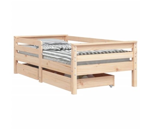 Estructura de cama para niños con cajones madera pino 70x140 cm