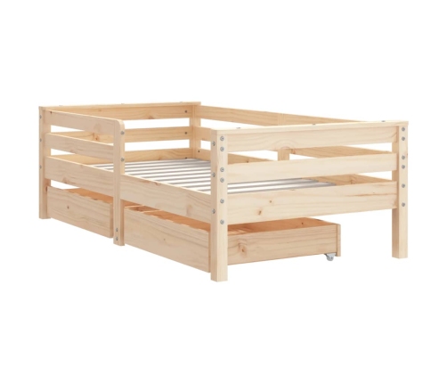 Estructura de cama para niños con cajones madera pino 70x140 cm