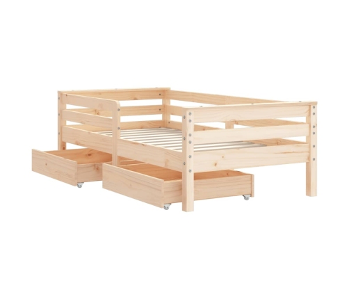 Estructura de cama para niños con cajones madera pino 70x140 cm