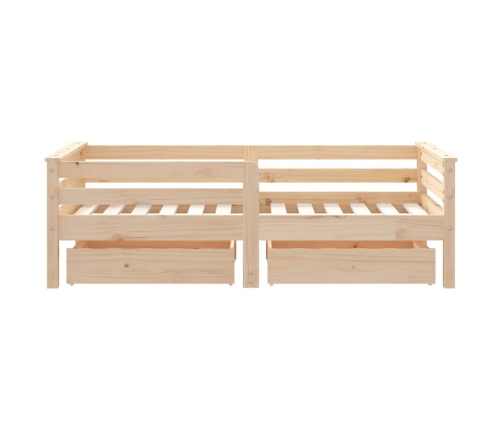 Estructura de cama para niños con cajones madera pino 70x140 cm