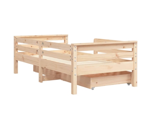 Estructura de cama para niños con cajones madera pino 70x140 cm