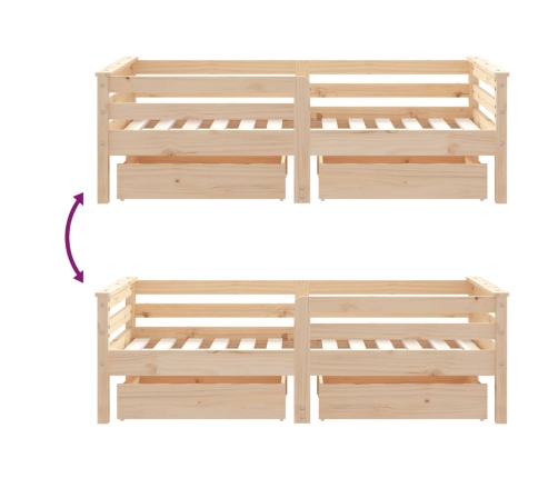 Estructura de cama para niños con cajones madera pino 70x140 cm