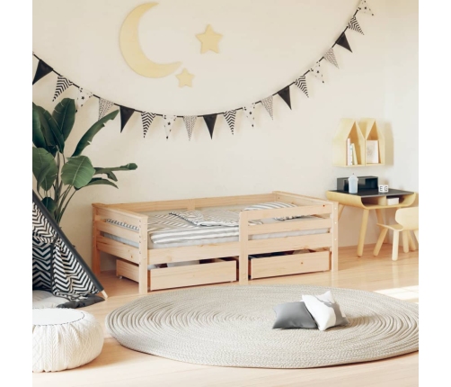 Estructura de cama para niños con cajones madera pino 70x140 cm