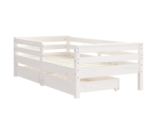 Estructura cama niños con cajones madera pino blanco 70x140 cm