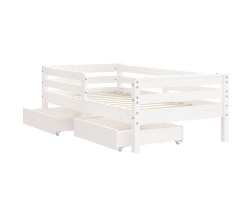 Estructura cama niños con cajones madera pino blanco 70x140 cm