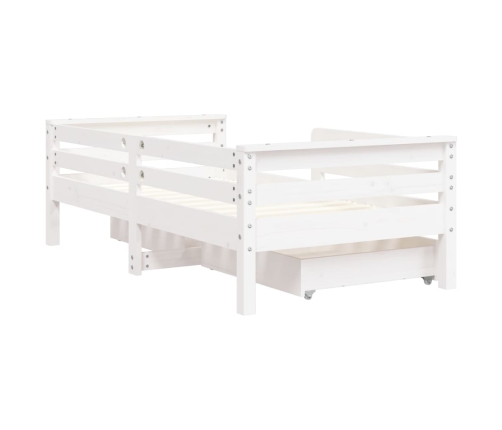 Estructura cama niños con cajones madera pino blanco 70x140 cm