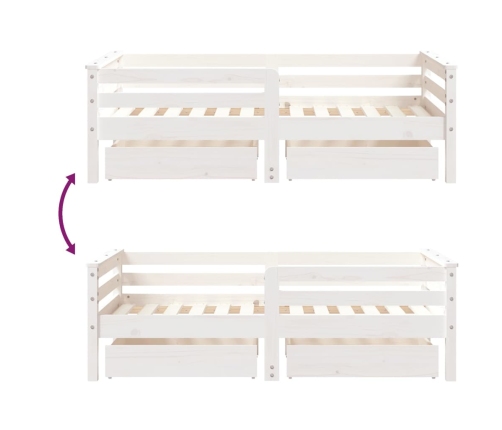 Estructura cama niños con cajones madera pino blanco 70x140 cm