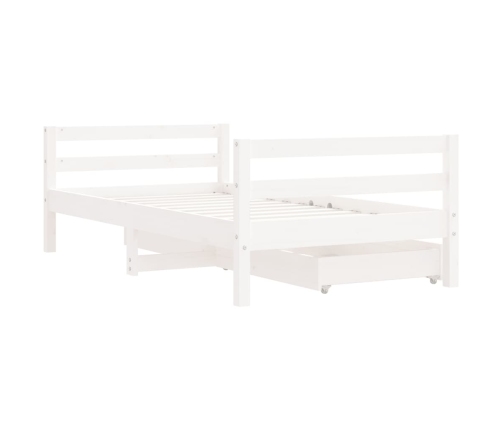 Estructura cama infantil y cajones madera pino blanco 80x160 cm