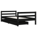 Estructura cama infantil y cajones madera pino negro 80x160 cm