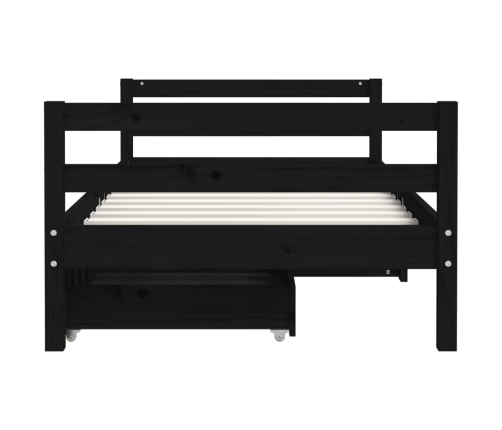 Estructura cama infantil y cajones madera pino negro 80x160 cm