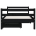 Estructura cama infantil y cajones madera pino negro 80x160 cm