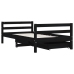 Estructura cama infantil y cajones madera pino negro 80x160 cm