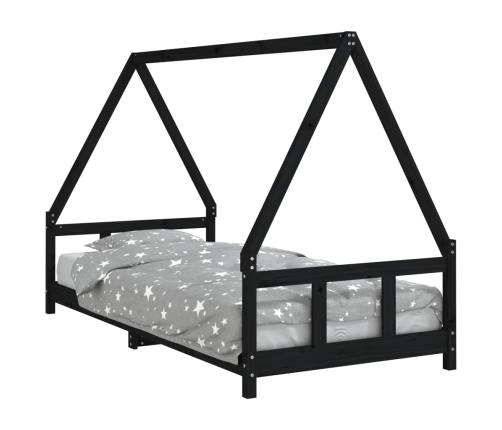 Estructura de cama para niños madera de pino negro 90x200 cm