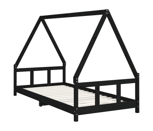 Estructura de cama para niños madera de pino negro 90x200 cm