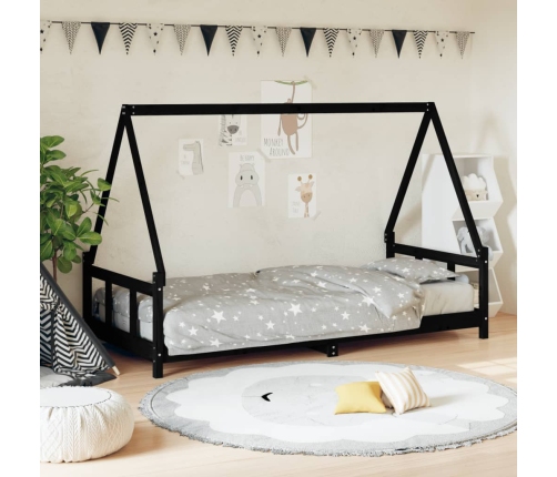 Estructura de cama para niños madera de pino negro 90x200 cm