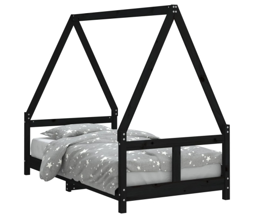 Estructura de cama para niños madera de pino negro 80x160 cm