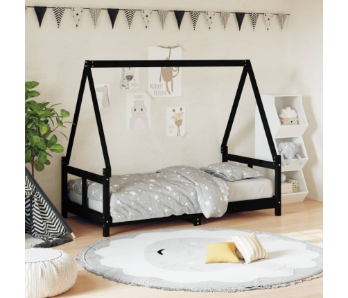 Estructura de cama para niños madera de pino negro 80x160 cm