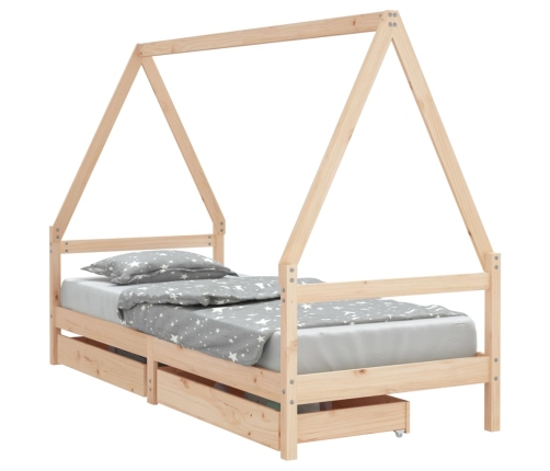 Estructura de cama para niños con cajones madera pino 80x200 cm