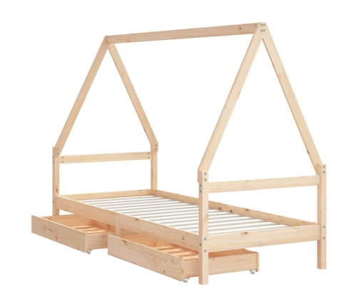 Estructura de cama para niños con cajones madera pino 80x200 cm