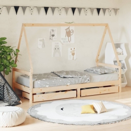 Estructura de cama para niños con cajones madera pino 80x200 cm