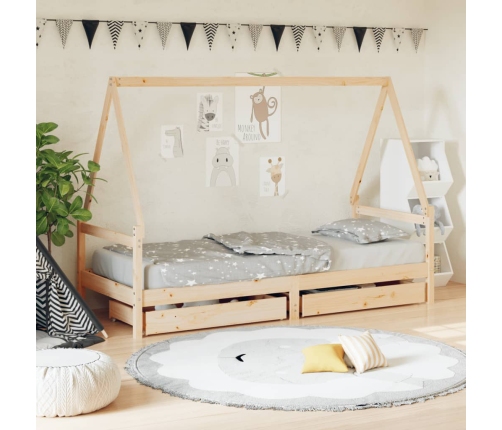 Estructura de cama para niños con cajones madera pino 80x200 cm