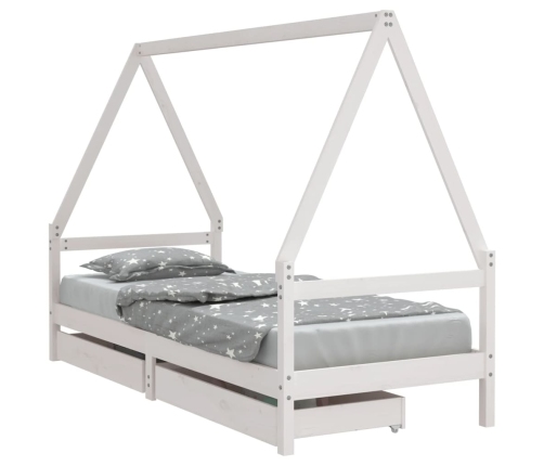 Estructura cama niños con cajones madera pino blanco 80x200 cm