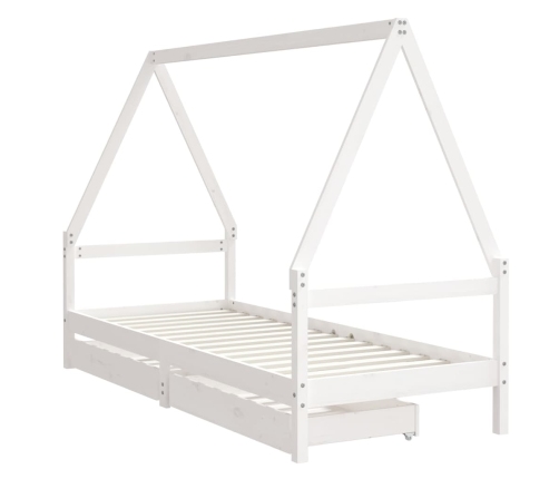 Estructura cama niños con cajones madera pino blanco 80x200 cm