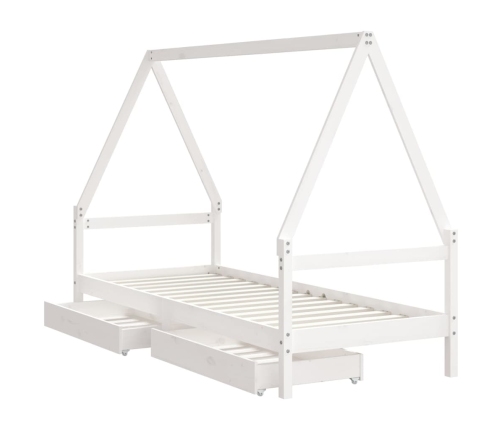 Estructura cama niños con cajones madera pino blanco 80x200 cm