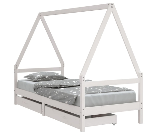 Estructura cama niños con cajones madera pino blanco 90x200 cm