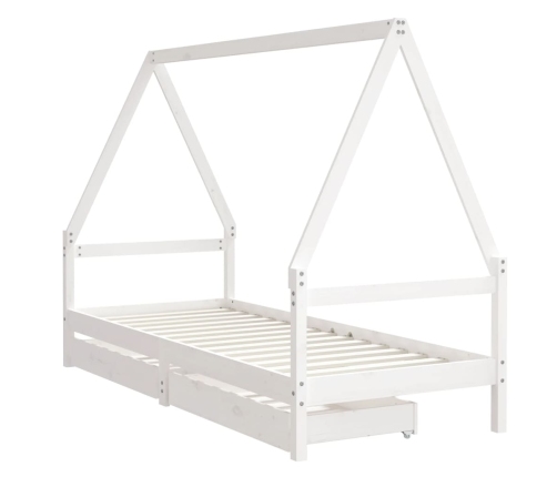 Estructura cama niños con cajones madera pino blanco 90x200 cm