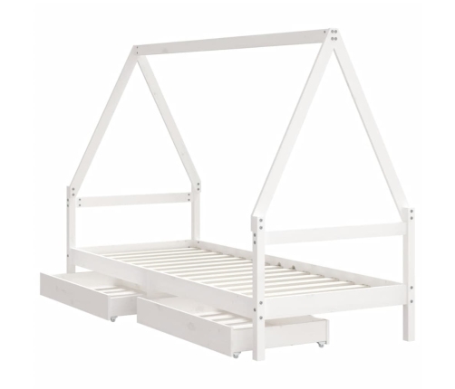 Estructura cama niños con cajones madera pino blanco 90x200 cm