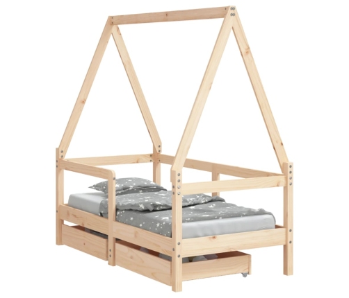 Estructura de cama para niños con cajones madera pino 70x140 cm