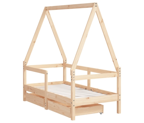 Estructura de cama para niños con cajones madera pino 70x140 cm