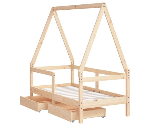 Estructura de cama para niños con cajones madera pino 70x140 cm