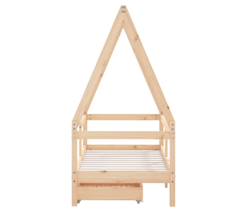 Estructura de cama para niños con cajones madera pino 70x140 cm