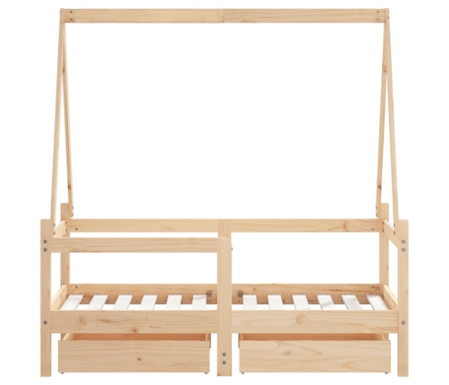 Estructura de cama para niños con cajones madera pino 70x140 cm