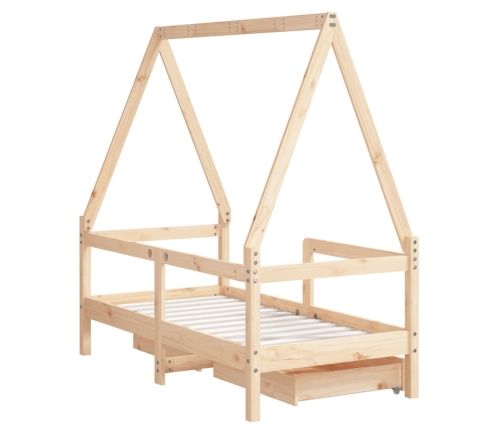 Estructura de cama para niños con cajones madera pino 70x140 cm