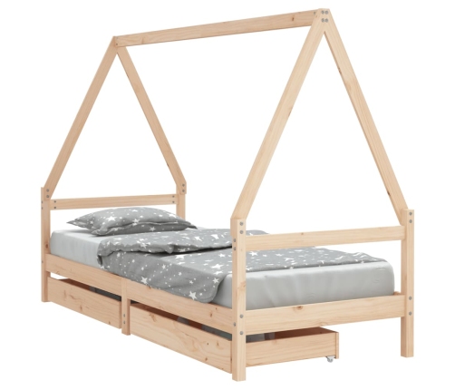 Estructura de cama infantil con cajones madera pino 90x190 cm